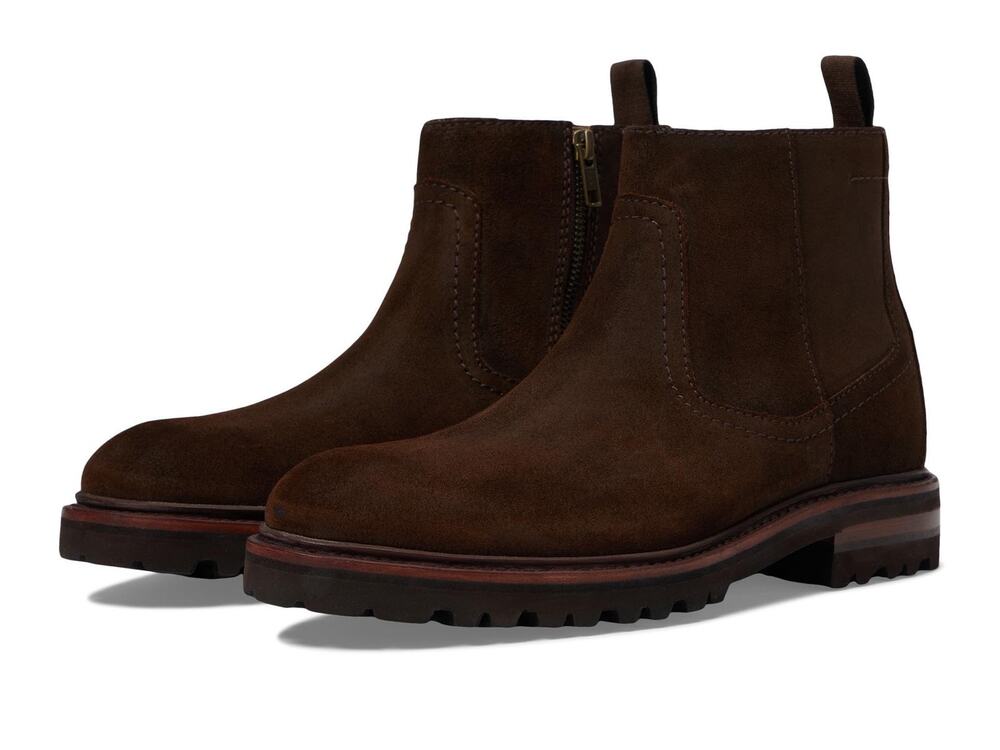 JOHNSTON & MURPHY MENS DUDLEY LUG ZIP BOOT BROWN WAXED ENGLISH SUEDE 8.5 M